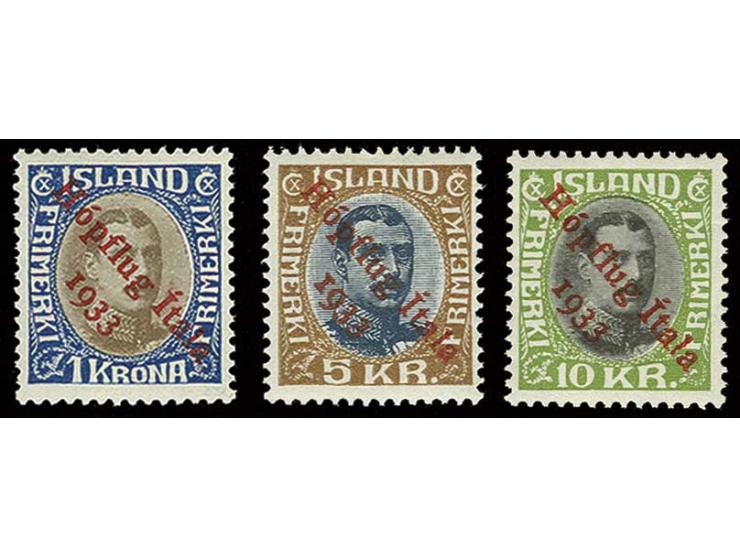 1933, Hopflug 1-10 Kr. kpl., ungebraucht mit Falzspur, Pracht, sign. Dr. Debo (ex Sammlung Gubito)