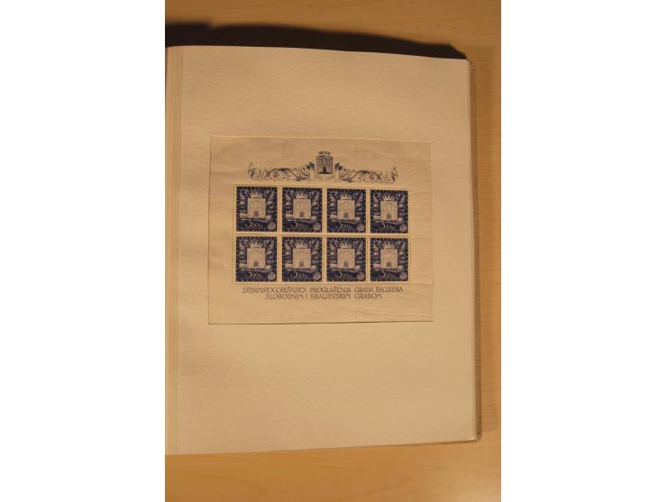1943, Ministerbuch der Ausgabe "700 Jahre Zagreb", dabei Farbproben, Teilzähnung, ungezähnter Bogen mit normalem und kopfsteh