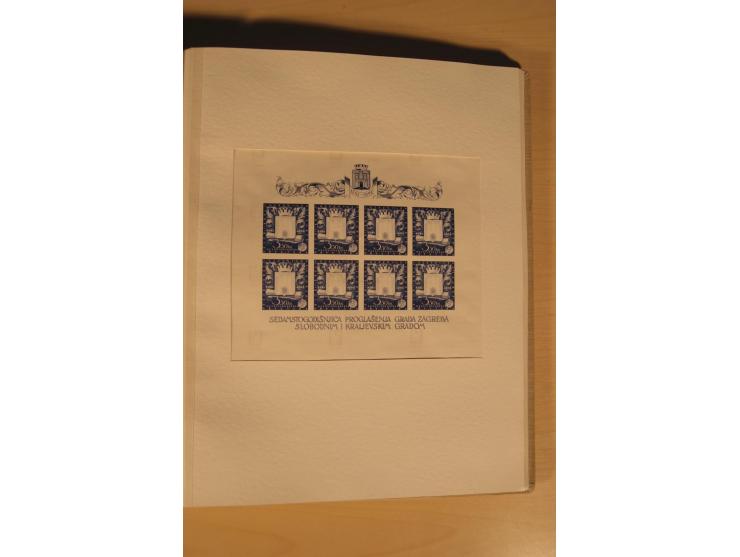 1943, Ministerbuch der Ausgabe "700 Jahre Zagreb", dabei Farbproben, Teilzähnung, ungezähnter Bogen mit normalem und kopfsteh
