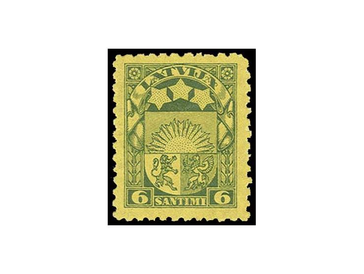 1925, Kleine Wappen 6 S. auf beidseitig gelb bedrucktem Papier, postfrisch, sehr seltene Marke, Fotoattest Hofmann BPP