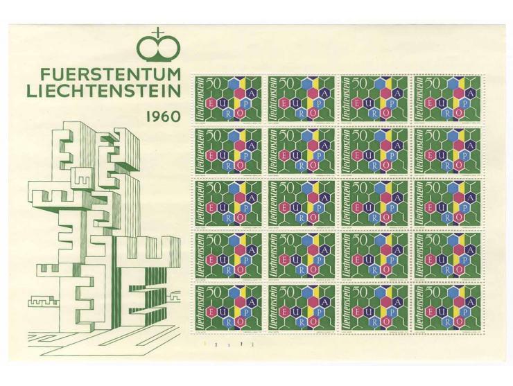 1960, Europa 50 Rp., 20 Stück im kpl. Kleinbogen, postfrisch (Mi. 1.800,-+)