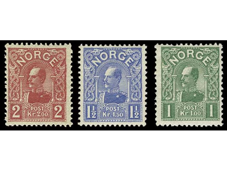 1909, Haakon 1-2 Kr. kpl., ungebraucht, Pracht (Mi. 550,-)