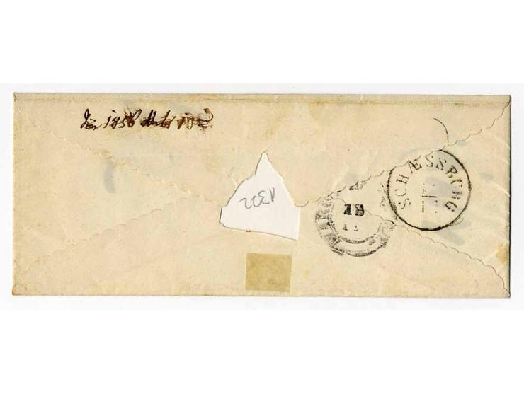 1854, Maschinenpapier: 6 Kr. braun, voll- bis breitrandig mit EKr. "SZ KERESZTUR" auf entzückendem Präge-Zierbrief (rückseiti