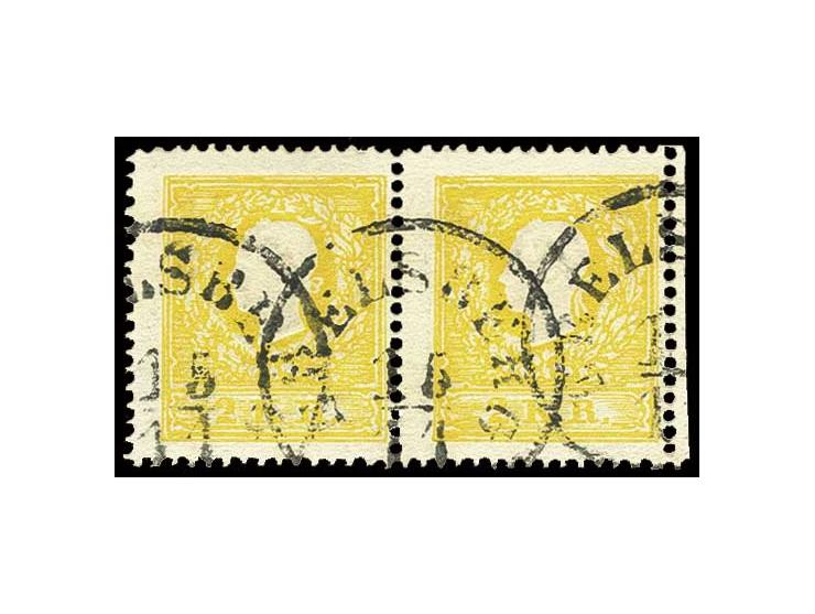 1858, Franz Joseph in Type I: 2 Kr. gelb im waagerechten Paar mit EKr. "ESELSBERG", Pracht, doppelt sign. Bühler mit Fotoatte