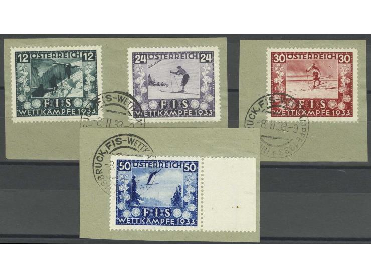 1933, FIS 12-50 Gr. kpl. mit Sonderstempel auf Briefstücken, Kabinett (Mi. 350,-)
