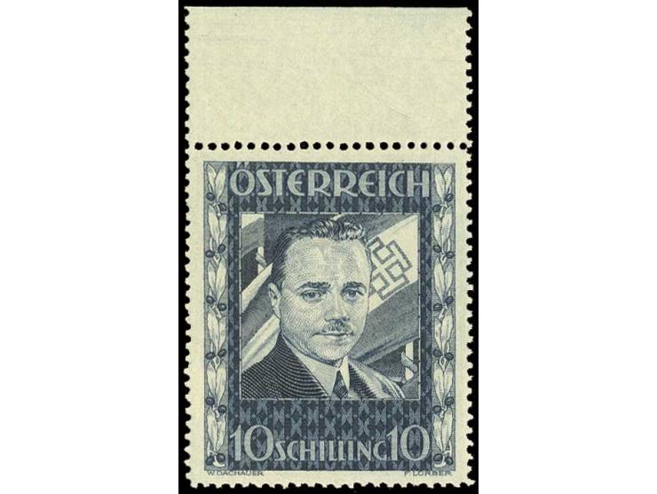 1936, Dollfuß 10 Sch., postfrisches Oberrandstück, Kabinett (Mi. 1300,-)