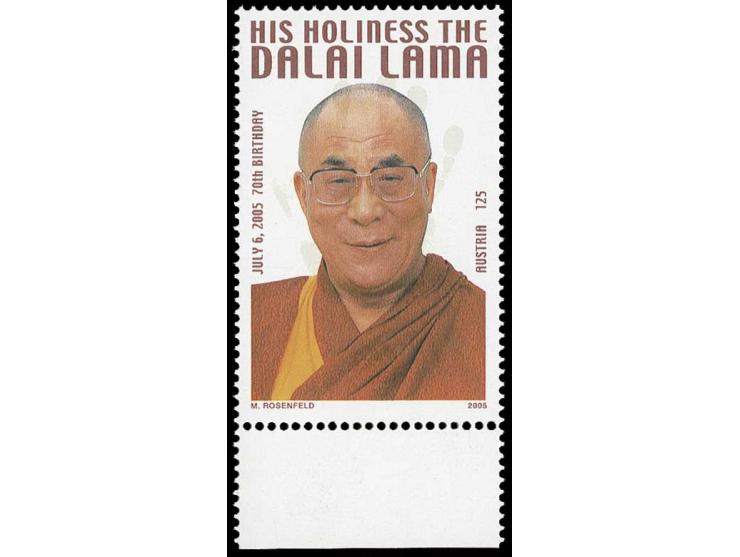 2005, Dalai Lama 125 C., postfrisches Unterrandstück in einwandfreier Erhaltung; die Marke wurde auf Intervention der Volksre