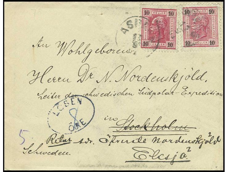 ANTARKTIS: 1901, Brief mit vollständigem Inhalt von Aspang, Österreich an den Leiter der schwedischen Südpolar-Expedition nac