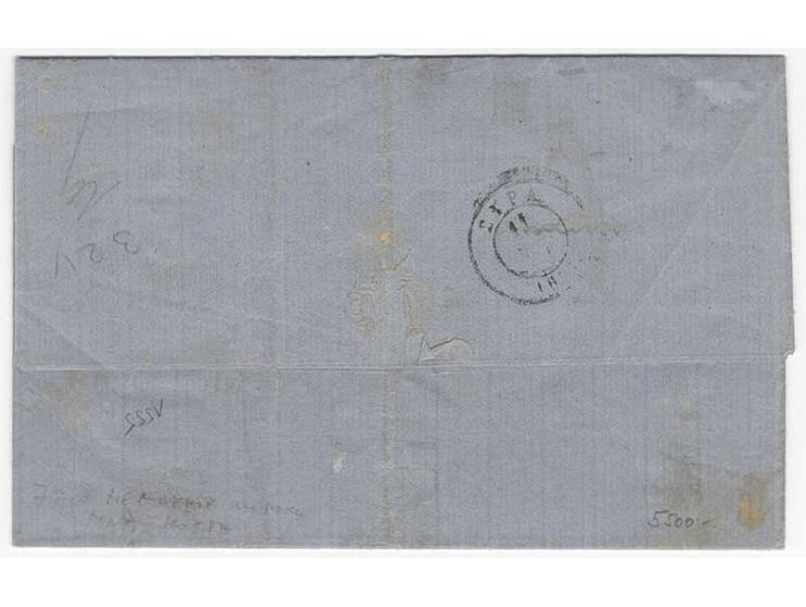 1867, Franz Joseph, grober Druck: 10 Sld. auf Brief von "SCIO CESME..." nach Syros mit rotem Taxvermerk "20" und entsprechend