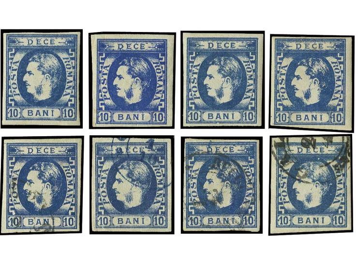 10 B. blau, Rekonstruktion des Umdruckblockes, sowohl ungebraucht als auch gebraucht kpl. (Mi. 340,-)
