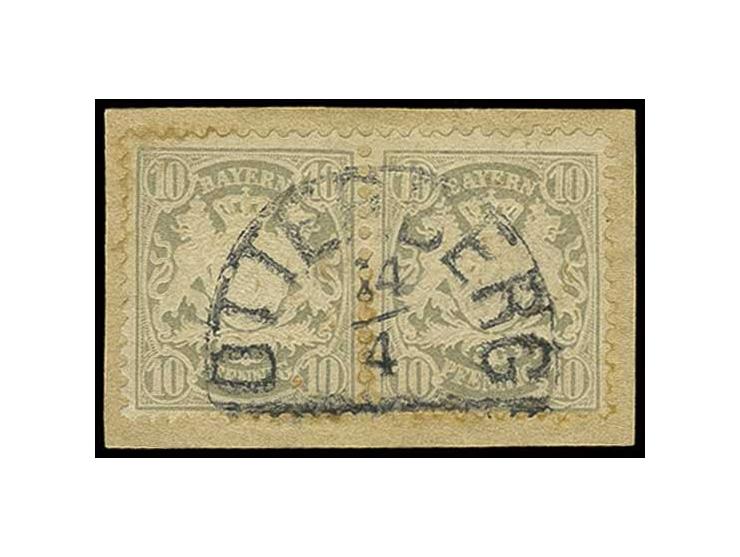 1883, 10 Pfennig grau ohne roten Aufdruck, waagerechtes Paar, farbfrisch und gut gezähnt, der rechte Wert im oberen Bereich g