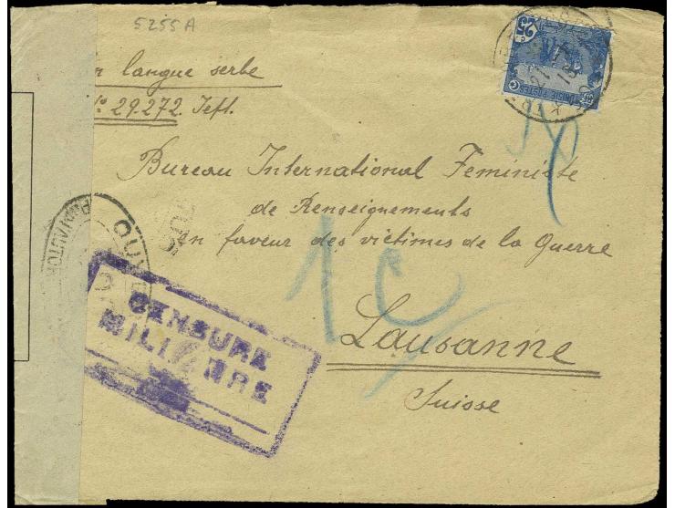 SERBISCHE TRUPPEN IN BIZERTE: 1918, Tunesien 25 C. blau mit Stempel "TRESOR ET POSTES 504" auf Brief nach Lausanne, mit Zensu
