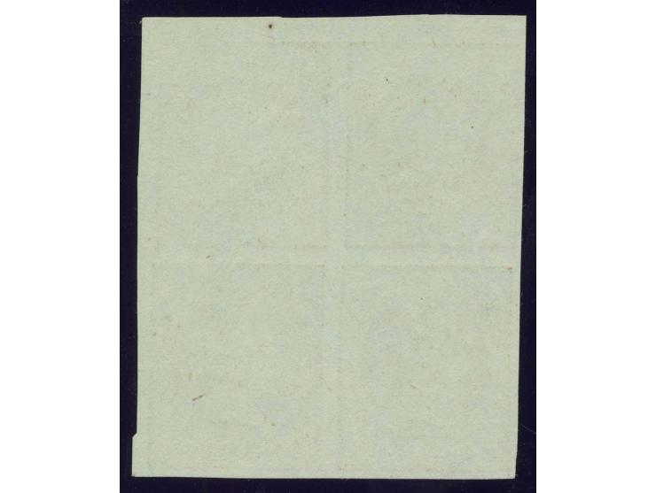 1860, 4 C. orange, Fälschung zum Schaden der Post in Type XII, 4er-Block vom oberen Bogenrand, ungebraucht ohne Gummi, Pracht