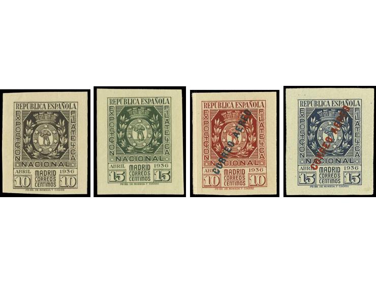 1936, Philatelistische Ausstellung 10-15 C. und Flugpost 10-15 C., 2 postfrische Sätze, Pracht (Mi. 640,-)