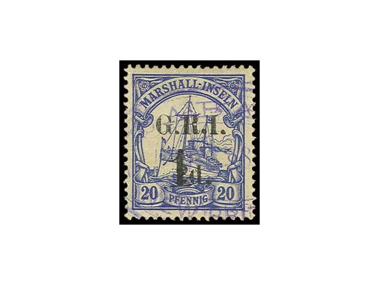 1 d. on 2 d. on 20 Pfg. with clear strike of oval cancel "RABAUL", fine, signed Bühler BPP (ex Sammlung Gubito)