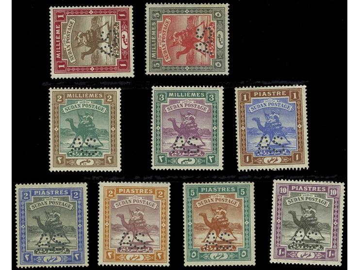 1912, 1 m. - 10 pia. cpl. set perforated "AS", 1 and 5 m. without gum, rest hinged, 5 pia. slightly stained otherwise fine