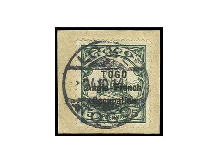 5 Pfg. tied by strike of "LOME 24.10 14" to small piece, (lifted for inspection and replaced) fine, certificate RPSL (1932) (