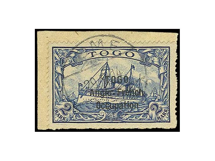2 M. tied by strike of "LOME 29.9 14" to small piece, fine, signed Grobe and A.Brun (ex Sammlung Gubito)