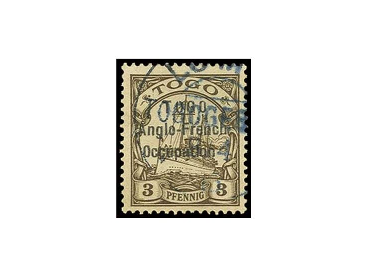 1915, 3 Pfg. with partial strike of "LOME", fine, certificate Berlingin (ex Sammlung Gubito)