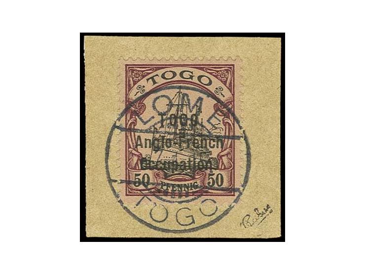 50 Pfg. tied by clear central strike of "LOME 7 1 15" to piece, fine, signed Calves and BPA certificate (ex Sammlung Gubito)