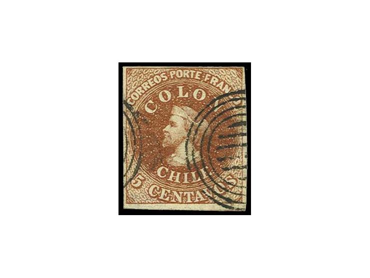 1854, Lithographed by Gillet: 5 c. red brown, normal to good margins all around,with concentric circles, fine, opinion Maier 