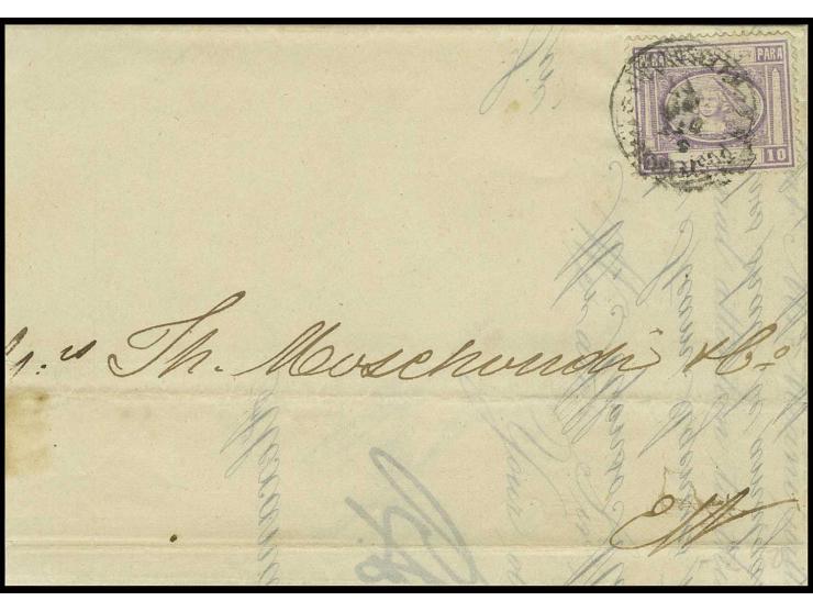 1867, 10 pa. mauve, tied by Alexandrie cds. to entire local printed matter, very fine