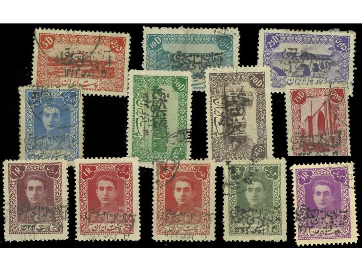 1945, Azerbaidjan National Government overprints on 12 values ex 5 d.-5 r., used