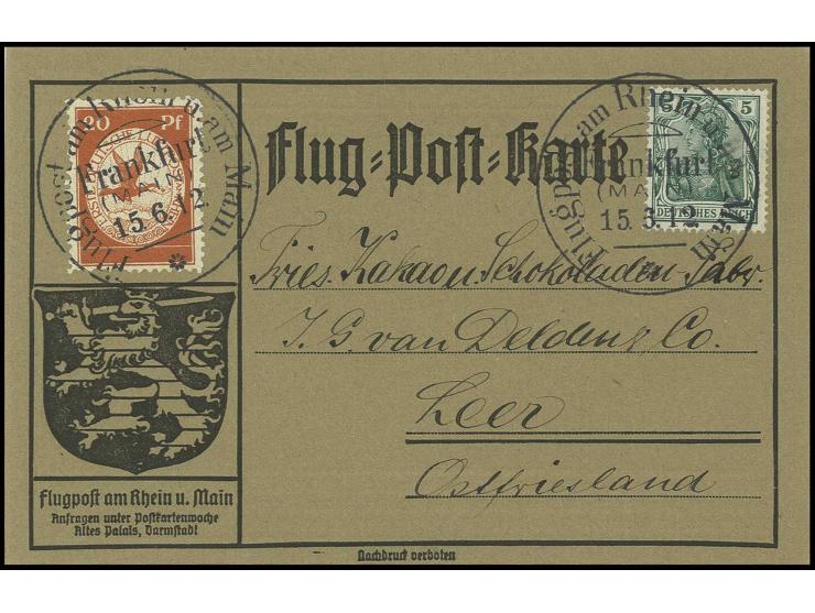 20 Pfg. mit Stempel "FRANKFURT 15.6.12" auf Karte mit handschriftlicher Adresse an van Delden in Leer, Kabinett