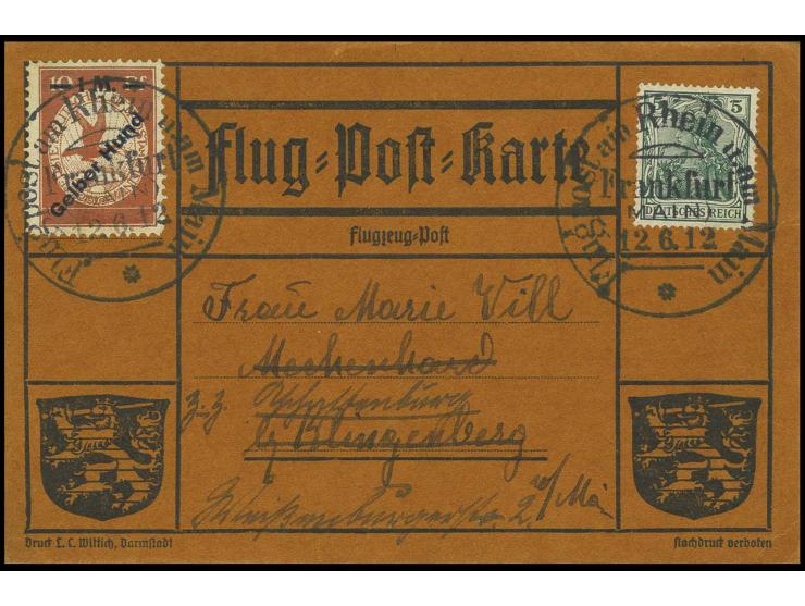 1 M. auf Karte von "FRANKFURT 12.6.12" nach Klingenberg und nachgesandt nach Aschaffenburg, Kabinett