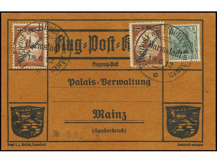 1 M., 2 Stück (leicht oxydiert) mit Stempel "DARMSTADT 18.6.12" auf oranger Karte mit großer Nr. "835"