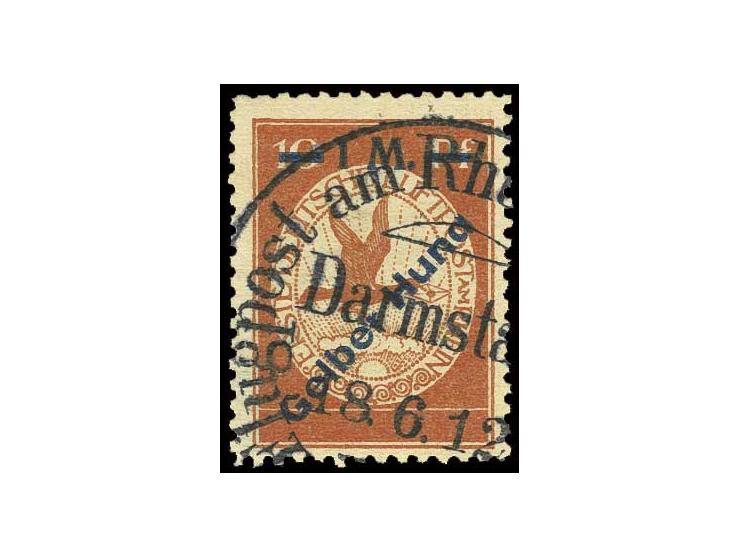 1 M., gestempelt "DARMSTADT 18.6.12", Kabinett, doppelt sign. Peschl BPP (Mi. 380,-)