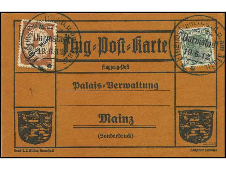 1 M. mit Stempel "DARMSTADT 19.6.12" auf geriffelter Karte mit gedruckter Adresse, Kabinett