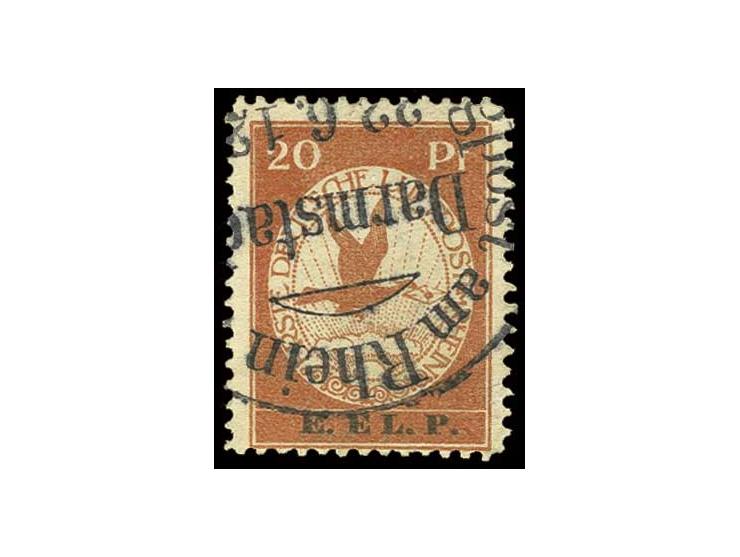 20 Pfg. mit Stempel "DARMSTADT 22 6 12", zwei Zahnspitzen etwas verlängert, sonst tadellos (Mi. 1.800,-) (ex Sammlung Gubito)