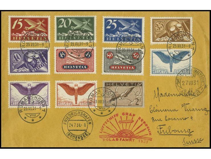 1931 Polarfahrt, Brief bis Malyguin mit sehr guter Flugfrankatur, Kabinett