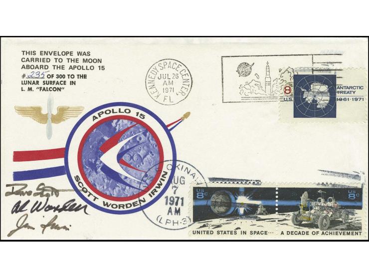 USA: Apollo 15, Mondbrief der sogenannten "Dreihunderterserie" aus dem Besitz der drei Astronauten mit eigenhändigen Untersch