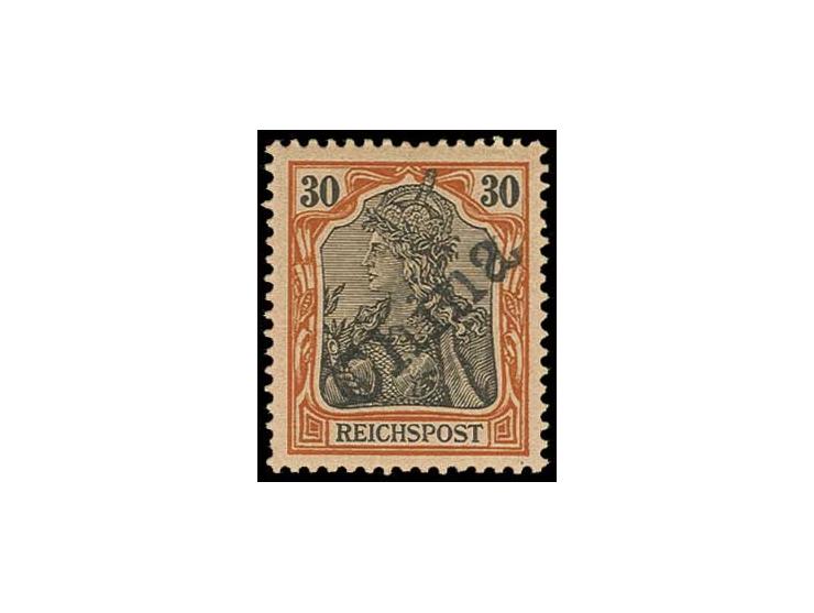 1900, Handstempelaufdrucke: 30 Pfg., ungebraucht, links ein verkürzter Zahn, Pracht, Fotoattest Jäschke-L. BPP (ex Sammlung G