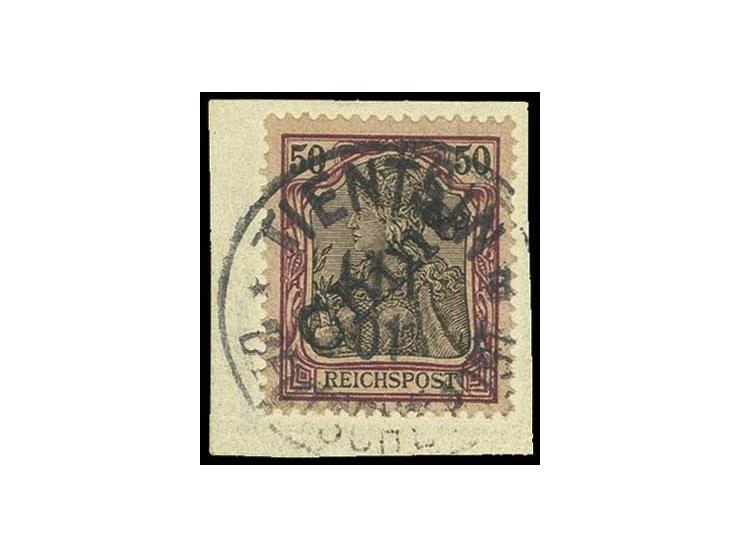 50 Pfg. mit Stempel "TIENTSIN 1/1/01" auf Briefstück, Kabinett, Fotoattest Jäschke-L. BPP, sign. ua. v. Willmann
