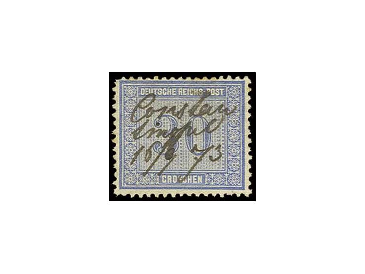 Vorläufer: 30 Gr., handschriftlich entwertet "Constantinopel 16/9 73", oben links kleiner Zahnfehler und einige kleine Stockp