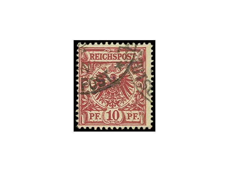 Mitläufer: Krone/Adler 10 Pfg.,  dunkelgelb quarzend, mit Stempel von Constantinopel, Pracht, selten, Fotobefund Jäschke-L. B