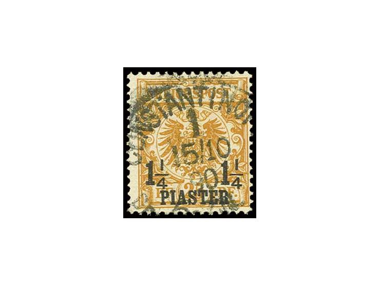 1 1/4 Pia. gelborange, sauber gestempelt, Pracht, Fotoattest Jäschke-L. BPP (Mi. 400,-)