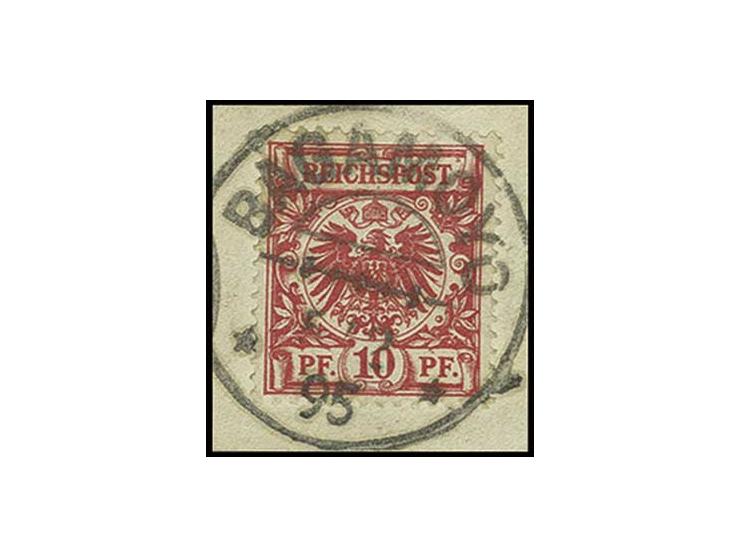 Mitläufer: 10 Pfg. mittelkarminrot mit Stempel "BAGAMOYO 5/2 95" auf Briefstück, Kabinett, Fotoattest Jäschke-L. BPP