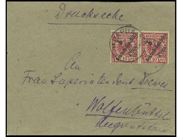 5 P. im waagerechten Paar mit Stempel "MPAPUA 23.3.01" auf Drucksachen-Streifband (geöffnet) bis 500 gr. nach Wolfenbüttel, s