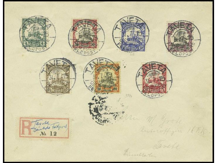 1905, 2½-45 H. mit Stempel "TAVETA 31-7-15" (Letzttag!) auf R-Brief, rückseitige Klappe minimal beschnitten, sonst gute Erhal