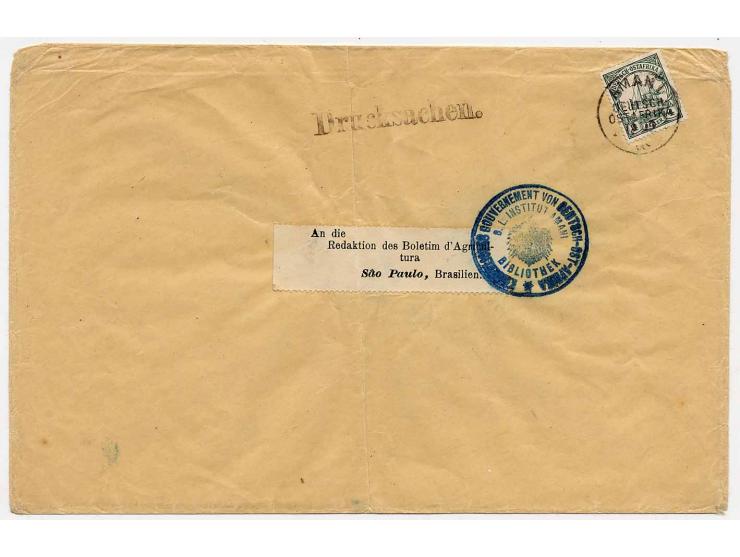 5 H. mit Stempel "AMANI 18.12.06" auf großformatiger Auslandsdrucksache mit Briefstempel der Biblothek nach Brasilien, Rand- 