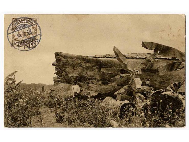 1900, 3 Pfg. mit Stempel "DUALA 23.7.14" rückseitig auf Ansichtskarte als Drucksachenkarte nach Budapest - letzte Post vor de