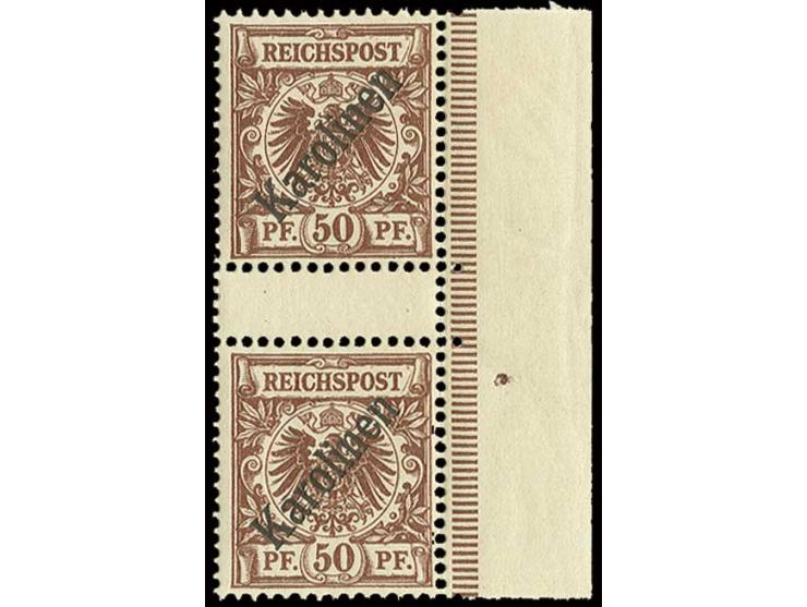 50 Pfg. im senkrechen Zwischenstegpaar vom rechten Bogenrand, postfrisch, Kabinett (Mi. 6.000,-)