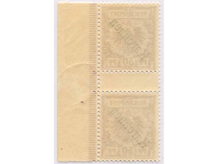 50 Pfg. im senkrechen Zwischenstegpaar vom rechten Bogenrand, postfrisch, Kabinett (Mi. 6.000,-)
