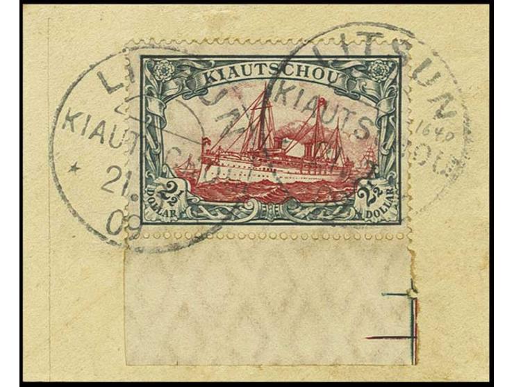 2 1/2 $, Unterrandmarke mit klarem Stempel "LITSUN 21 3 09" auf Briefstück, Pracht, Fotoattest Jäschke-L. BPP (Mi. 600,-+)