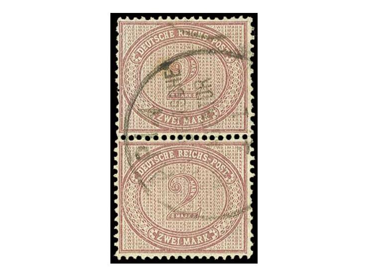 2 M. mittelrosalila, senkrechtes Paar, farbfrisch und sauber gestempelt "APIA 4/1", der obere Wert mit hellen Stellen und ein