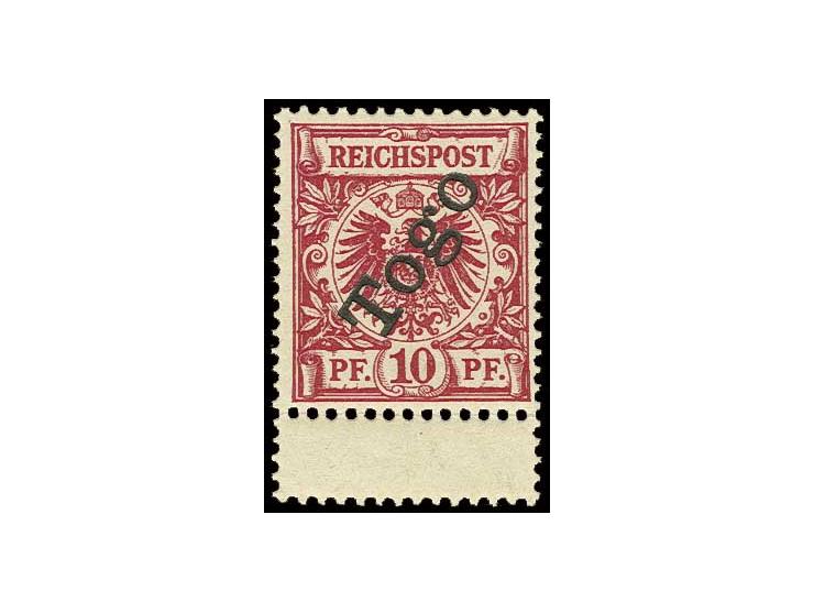 1897, 10 Pfg. lilarot mit unten Zwischensteg, postfrisch, im Steg vorgefaltet, Fotobefund Jäschke-L. BPP (Mi. ohne Preis)